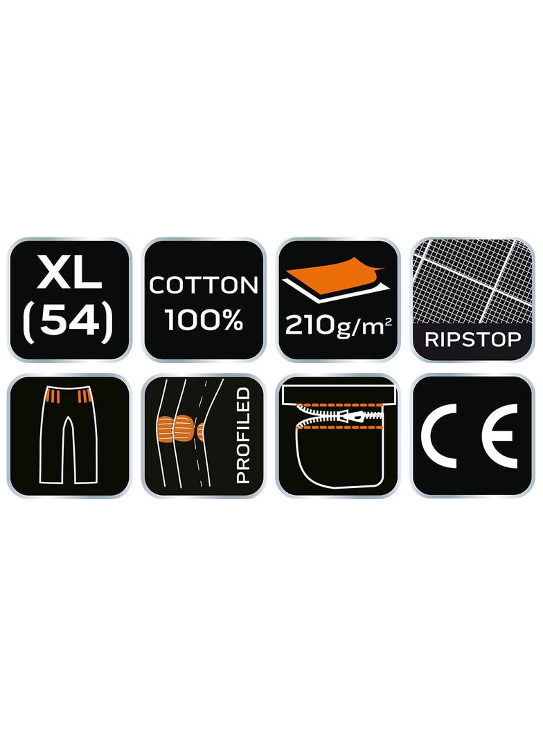 Spodnie robocze PREMIUM, 100% bawełna, ripstop, rozmiar XL