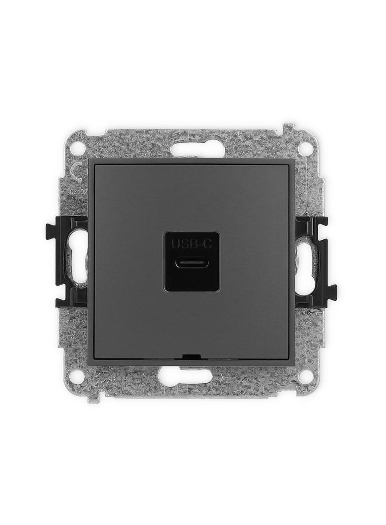 ICON Gniazdo pojedyncze 1xUSB C-C, bez pola opisowego grafitowy mat 28IGUSBBO-7 KARLIK