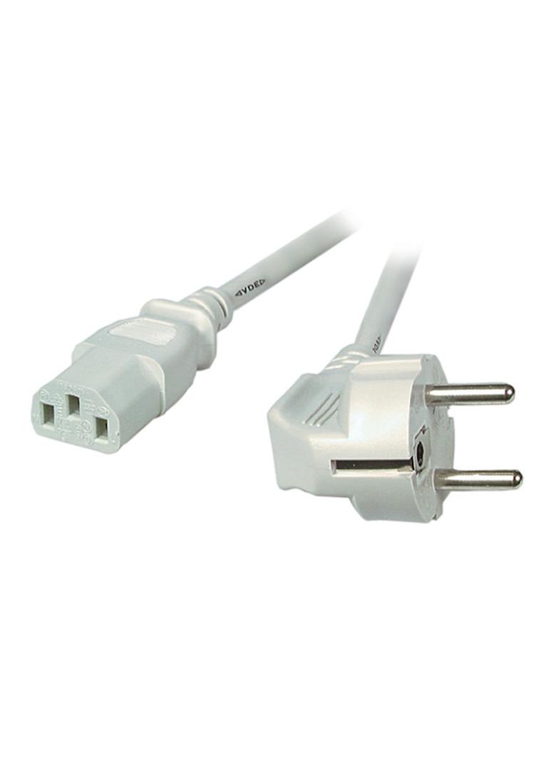 Kabel zasilający Schuko 90° - C13 180° 2,5m szary