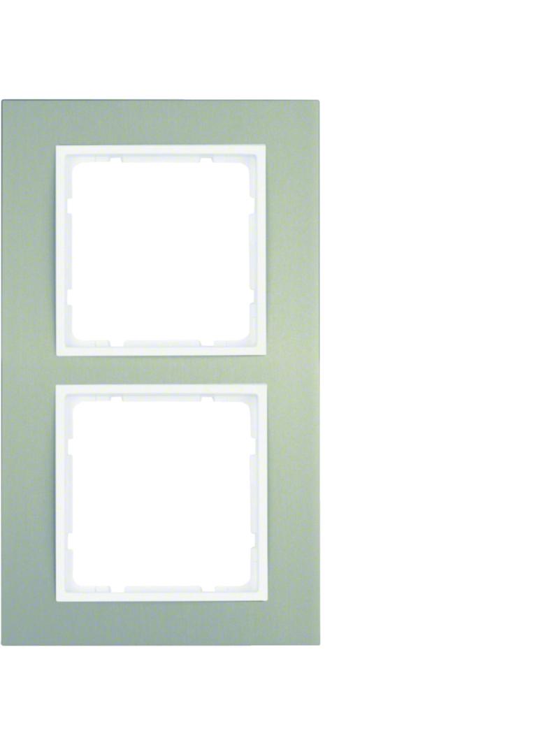 BERKER B.3 Ramka podwójna aluminium/biała 10123904 HAGER