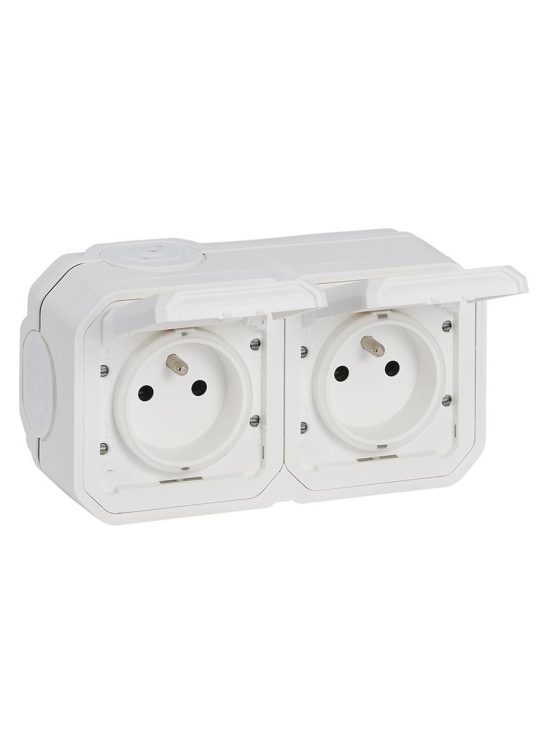 NOWE PLEXO - GNIAZDO 2X2P+Z POZIOME KOMPLET NATYNKOWY 16 A - 250 V BIAŁE 069778L LEGRAND