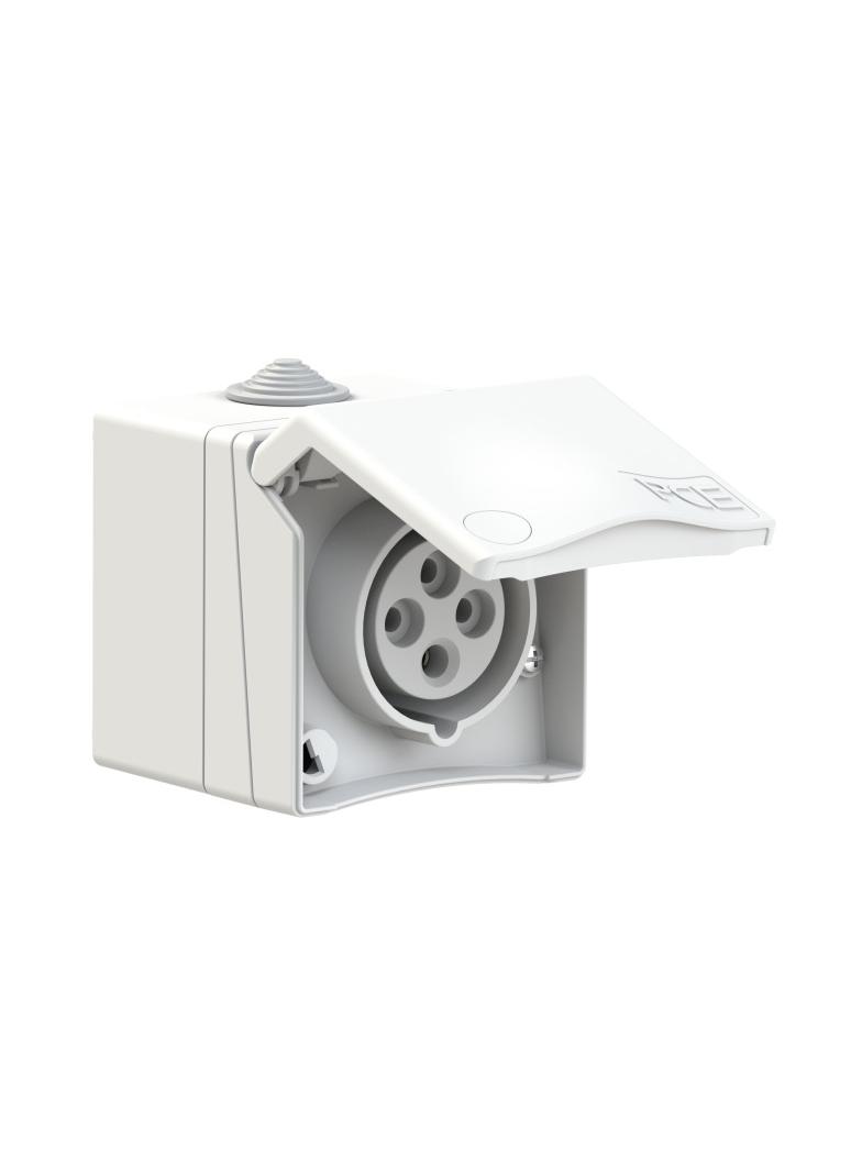 GNIAZDO ZABUDOWANE SERIA DESIGN IP44 gniazdo nadtynkowe przelotowe 16A 3P+Z 400V 864-6v PCE