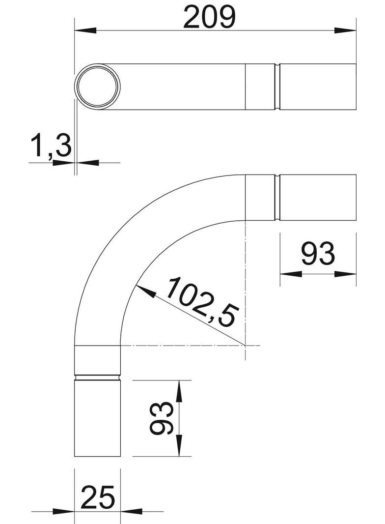 SB25 W ALU, Kolanko rurowe alu