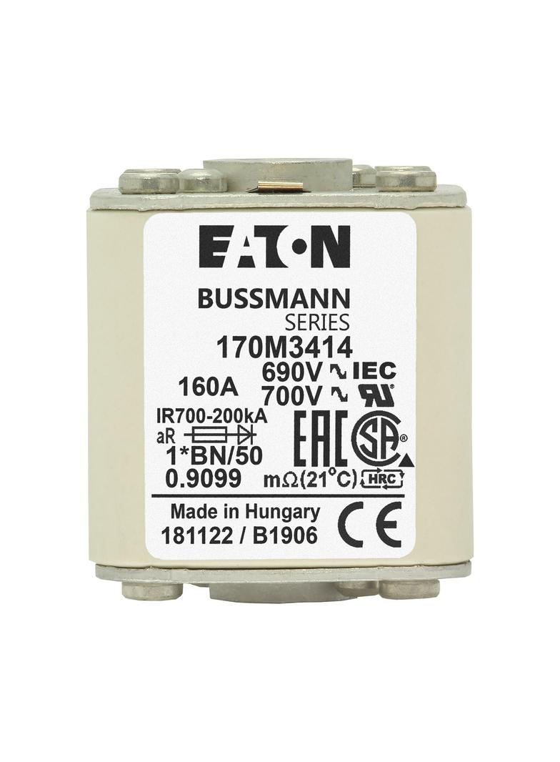 FUSE 160A 690V 1*BN/50 AR UC Wkładka szybka 160A AC 690V rozmiar 1 45x59x51 mm aR I 170M3414 EATON