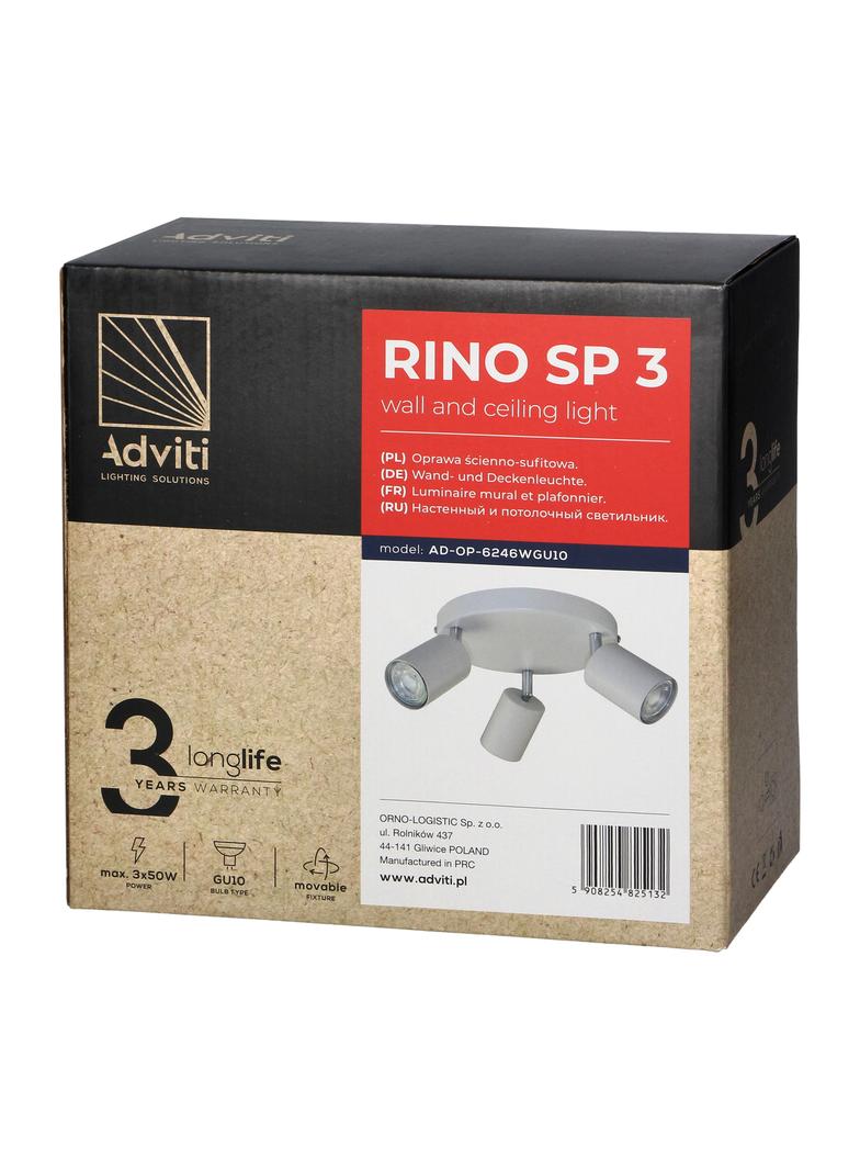 Rino SP 3, oprawa ścienno-sufitowa, GU10 max. 3x50W, IP20, biała AD-OP-6246WGU10 ORNO