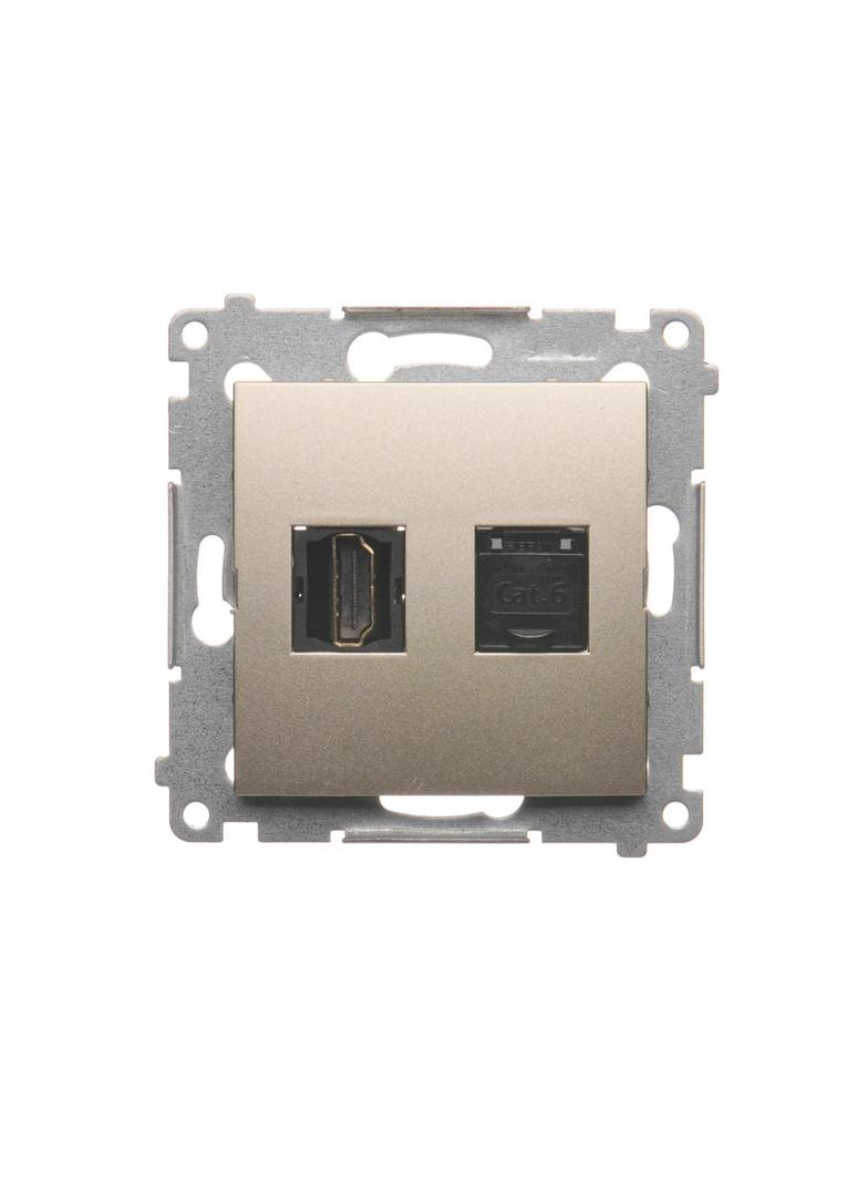 Simon 54 Gniazdo HDMI + RJ45 kat.6. złoty mat DGHRJ45.01/44 KONTAKT