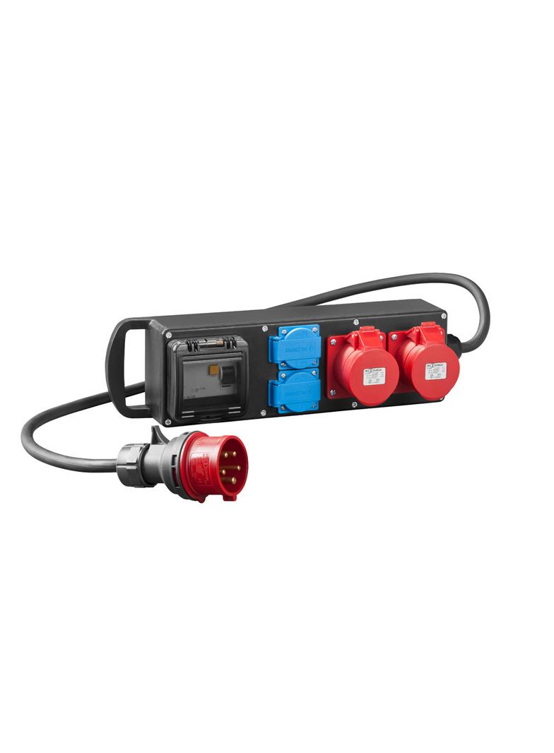 RS-P gumowany 2x2P+Z, 2x3P+N+Z 32A z przewodem i wtyką 5P 32A