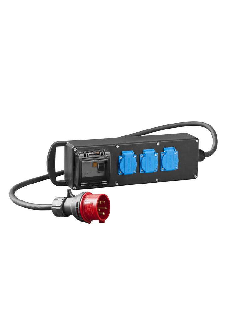 RS-P gumowany3x2P+Z z zabezpieczeniem C4/40/0,03A i wtyką 16A 5P