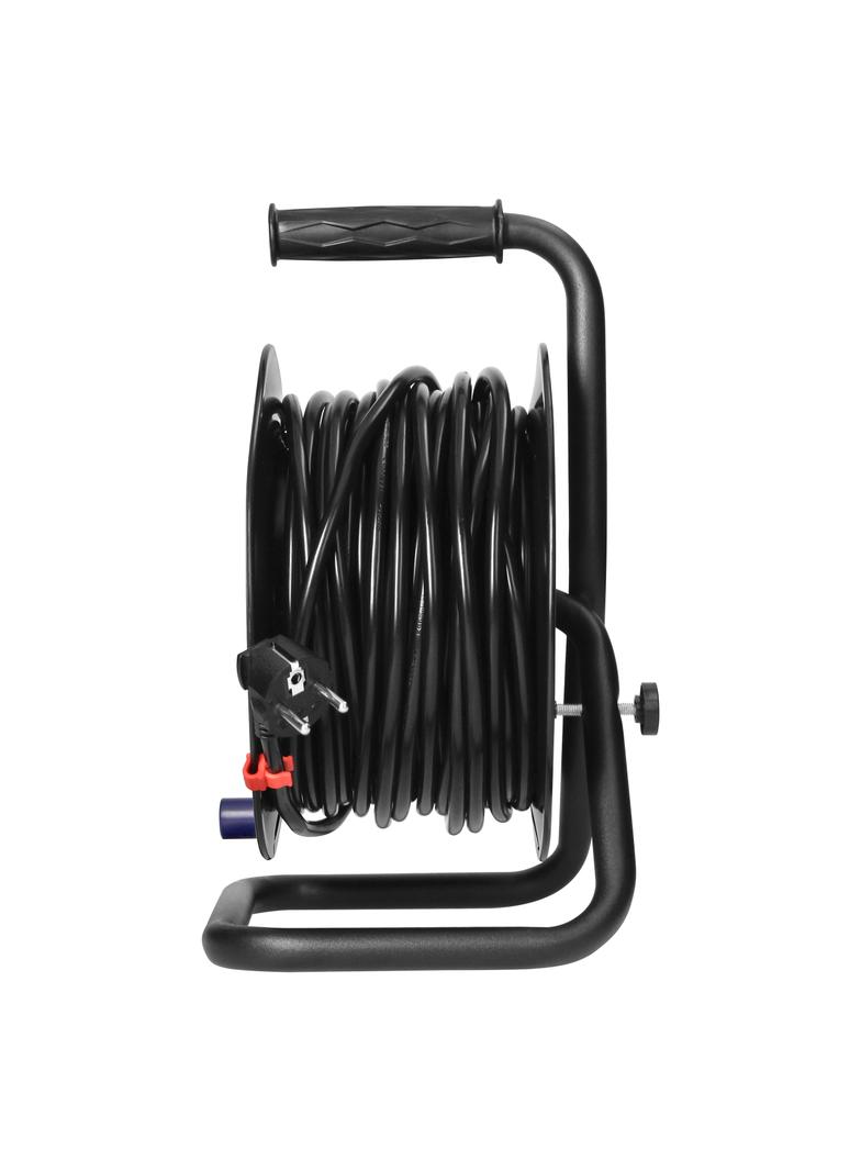 Przedłużacz bębnowy, 4 gniazda 2P+Z, kabel PVC H05VV-F 3x1,5mm2, długość 25m, stałe gniazda, termik,