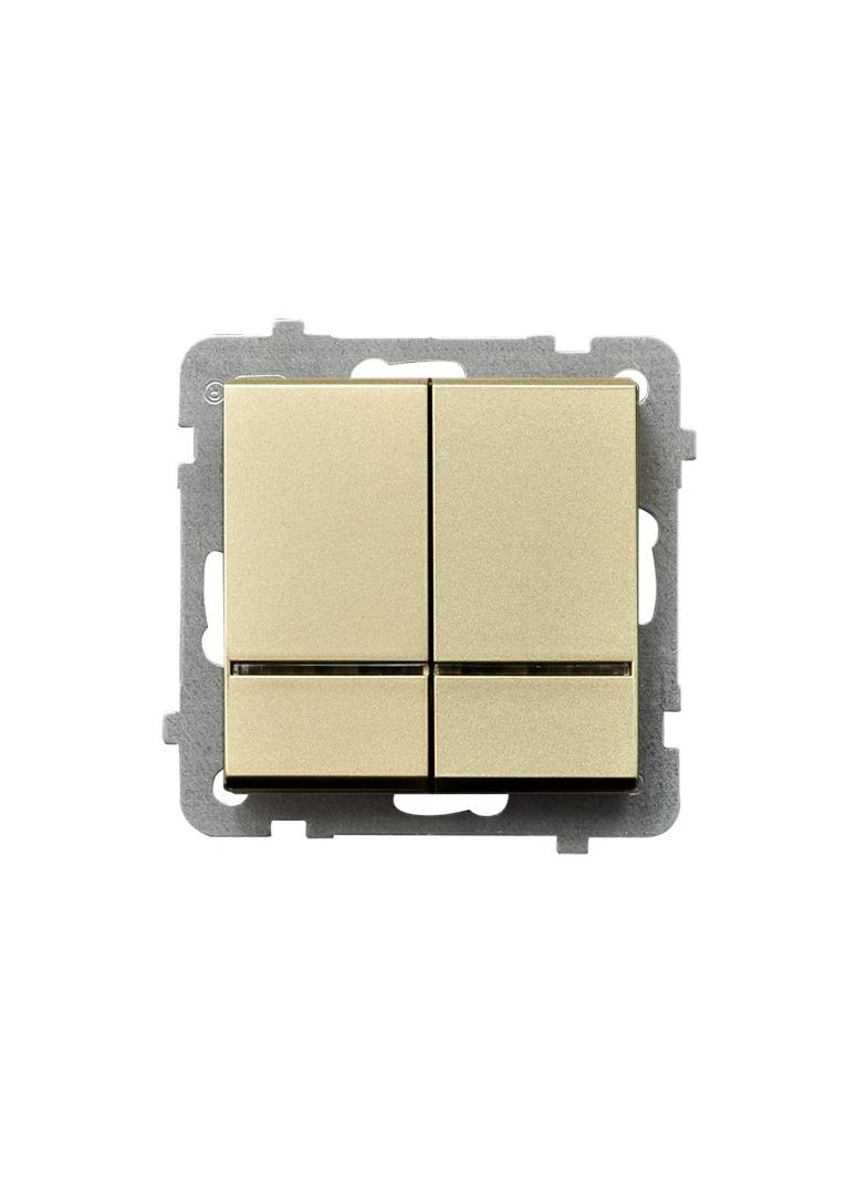 SONATA Łącznik dwugrupowy świecznikowy z podświetleniem niebieskim - kolor szampański złoty