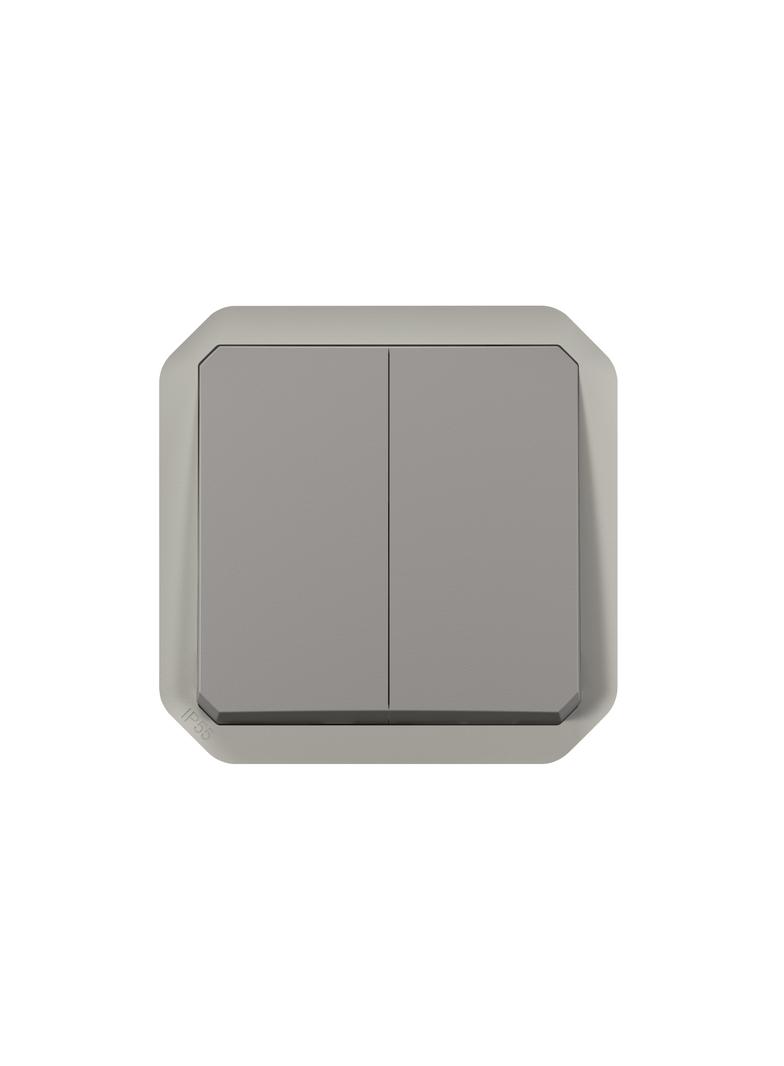 NOWE PLEXO - ŁĄCZ. PODWÓJNY/PRZY. PODWÓJNY MECHANIZM 10AX - 250 V SZARY 069525L LEGRAND