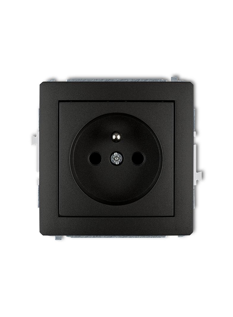 DECO Mechanizm gniazda pojedynczego z uziemieniem 2P+Z (przesłony torów prądowych) czarny mat