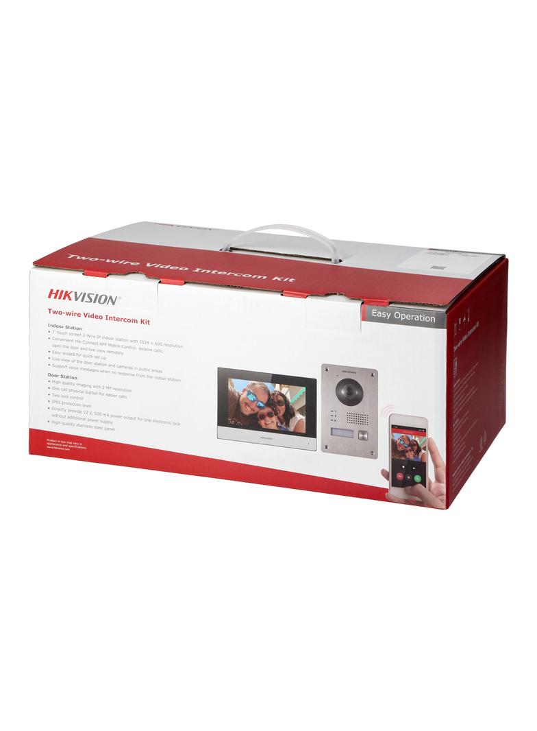 HIKVISION DS-KIS703Y-P zestaw wideodomofonowy jednorodzinny, 2-żyłowy, 7",WI-FI, Full HD, montaż nat