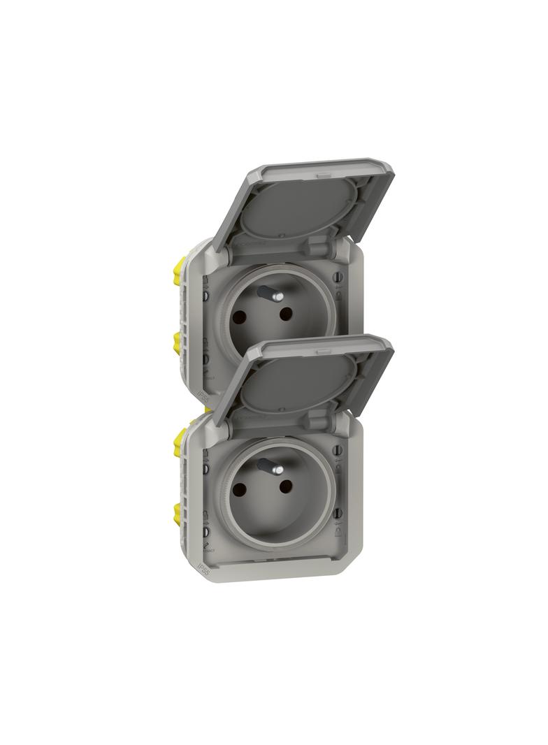 NOWE PLEXO - GNIAZDO 2X2P+Z PIONOWE MECHANIZM 16 A - 250 V SZARE 069563L LEGRAND
