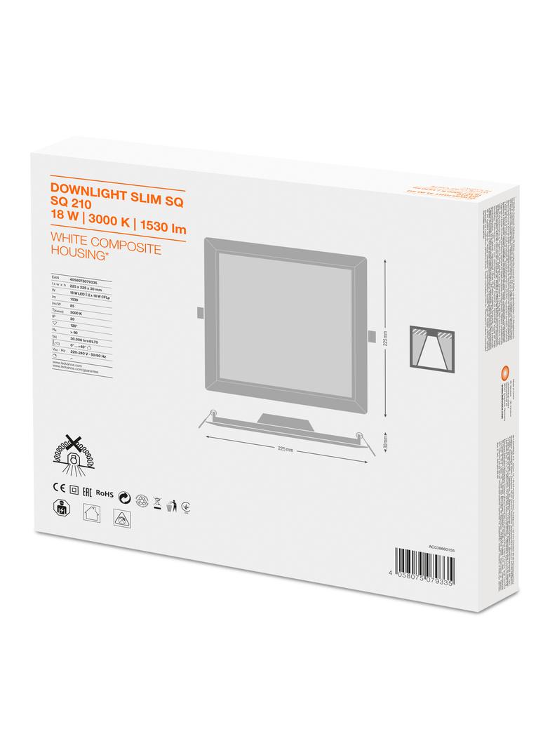 Oprawa DOWNLIGHT SLIM SQUARE 210 18W 3000K WT IP20