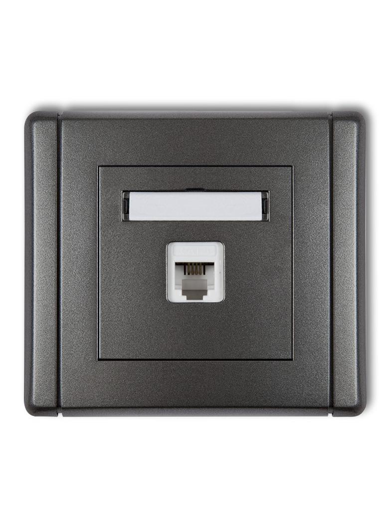FLEXI Gniazdo telefoniczne pojedyncze 1xRJ11, 4-stykowe, beznarzędziowe grafitowy