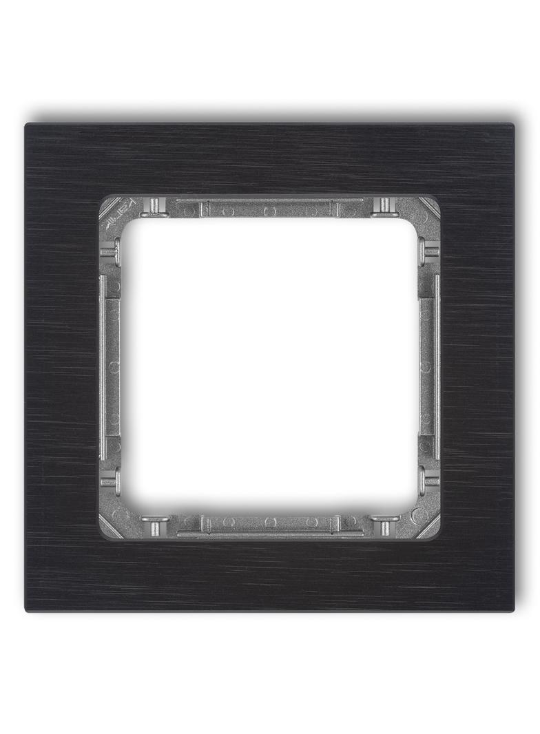 DECO Ramka uniwersalna pojedyncza - aluminium szczotkowane (ramka: czarna; spód: grafitowy) czarny