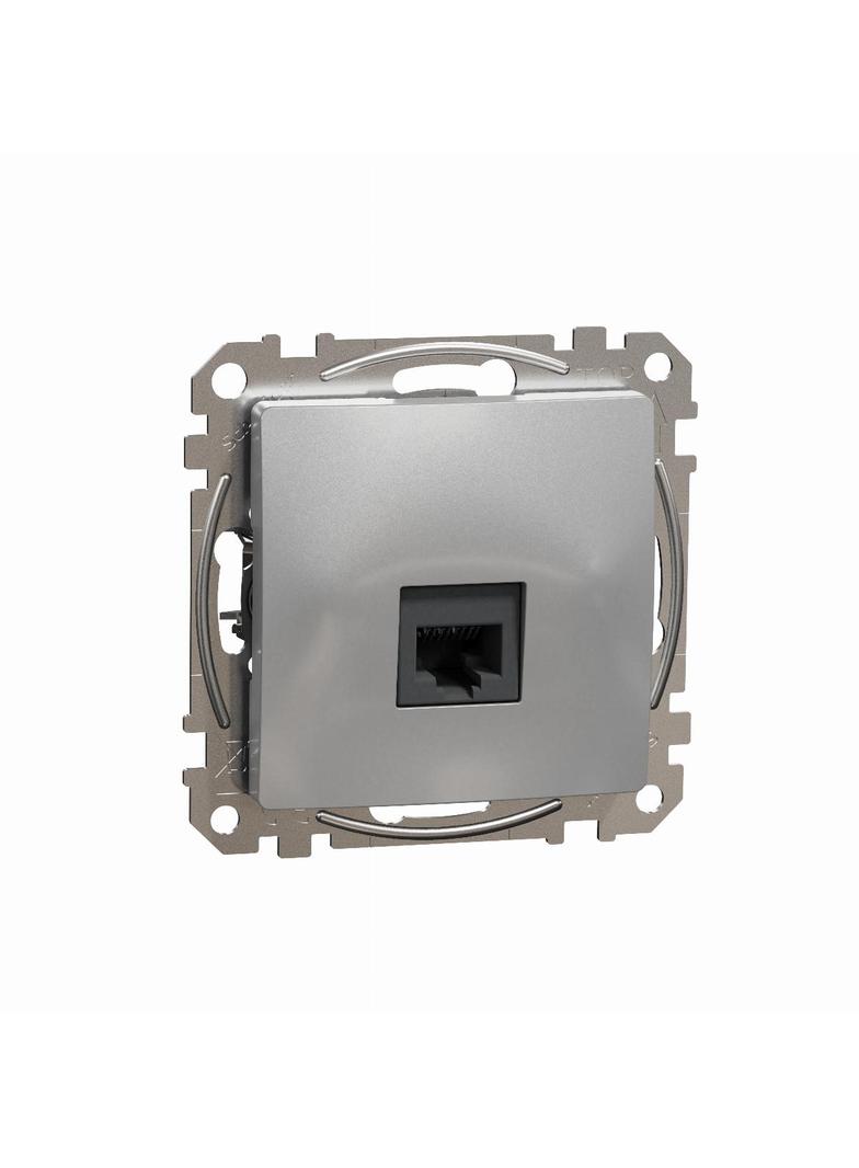 Sedna Design & Elements, gniazdo komputerowe RJ45 kat.6 UTP, srebrne aluminium