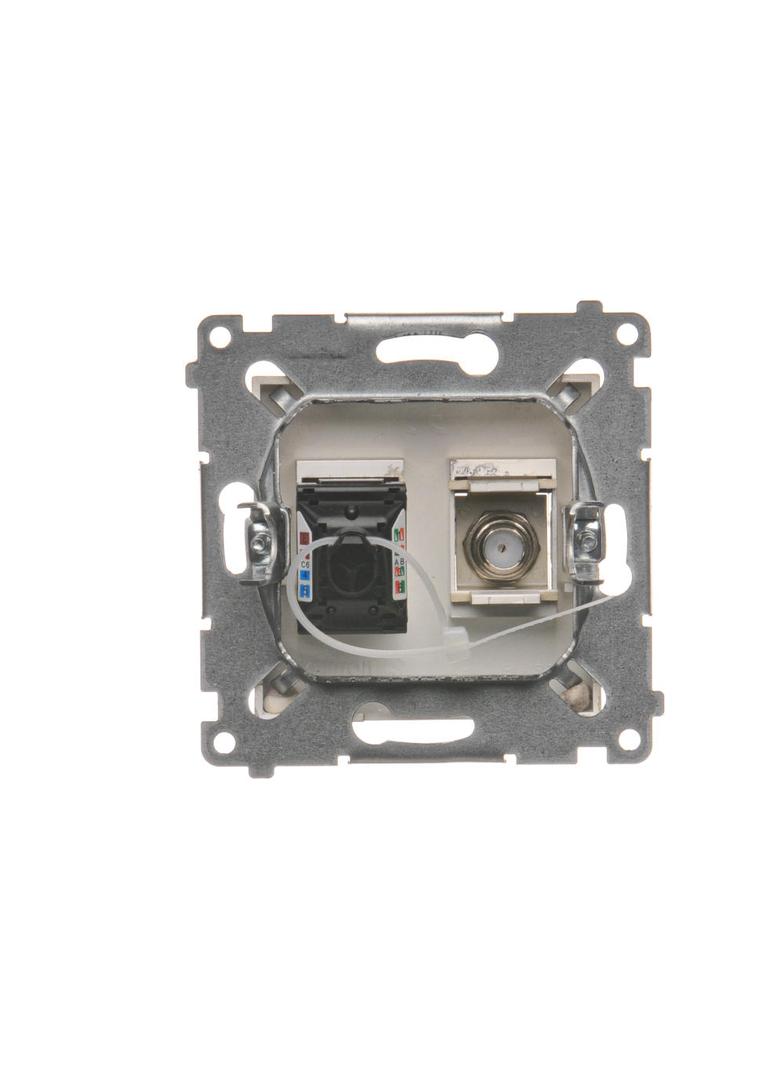 Simon 54 Gniazdo antenowe typu +RJ45 kat.6 złoty mat