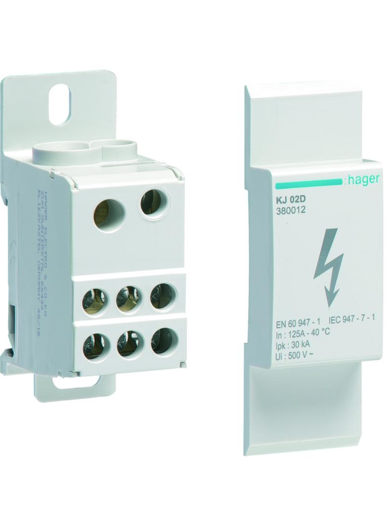 Blok rozdzielczy 125A 1P 36kA 1x35+1x16/6x16 KJ02D HAGER