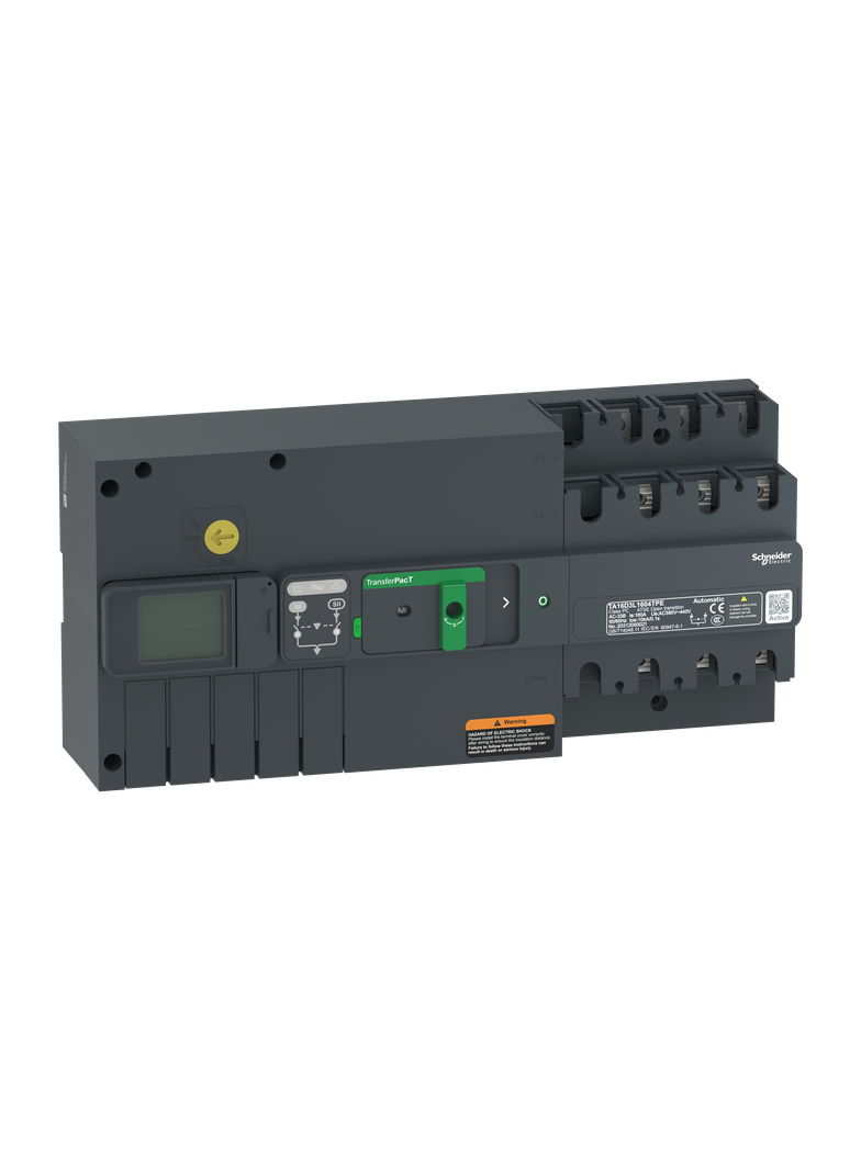 TransferPacT, przełączanie zasilania, opcja komunikacji, 125A, 400V, 3P, LCD, rozmiar 160A