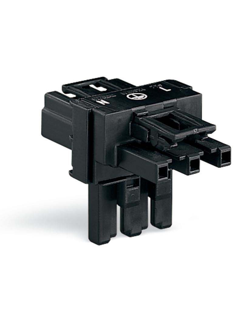 WINSTA rozgałęźnik typu T 3-torowy 1 x wtyk / 2 x gniazdo czarny