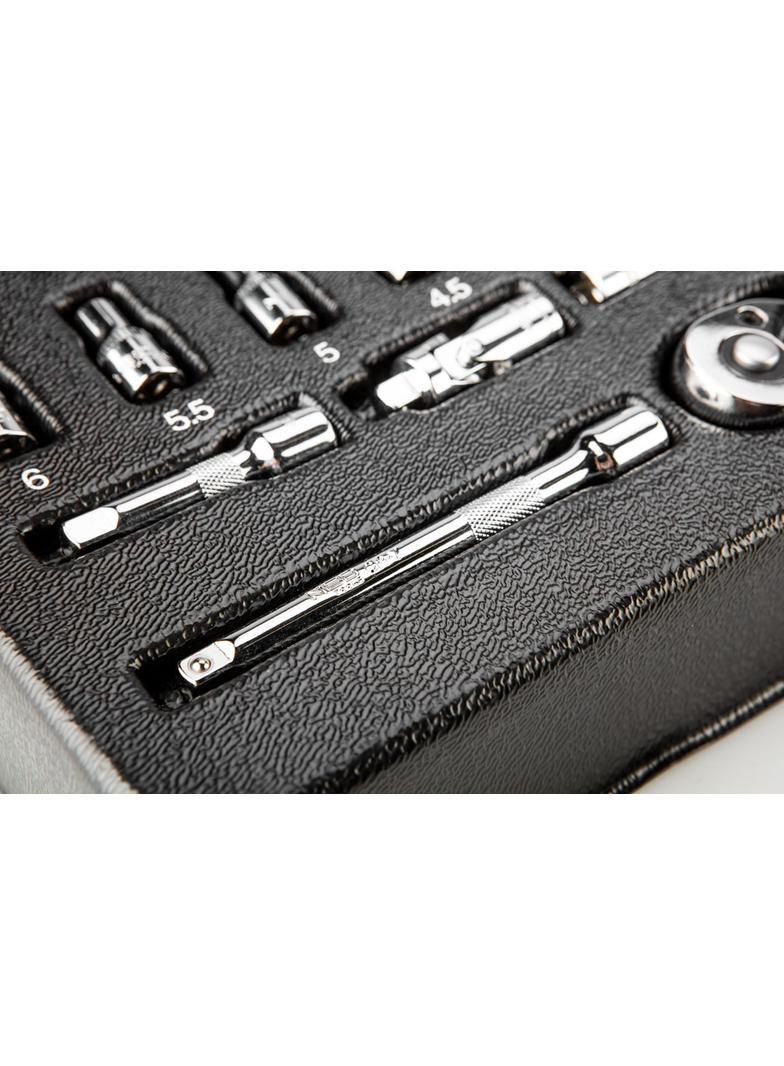 Klucze nasadowe 1/4", zestaw 19 szt., wkładka