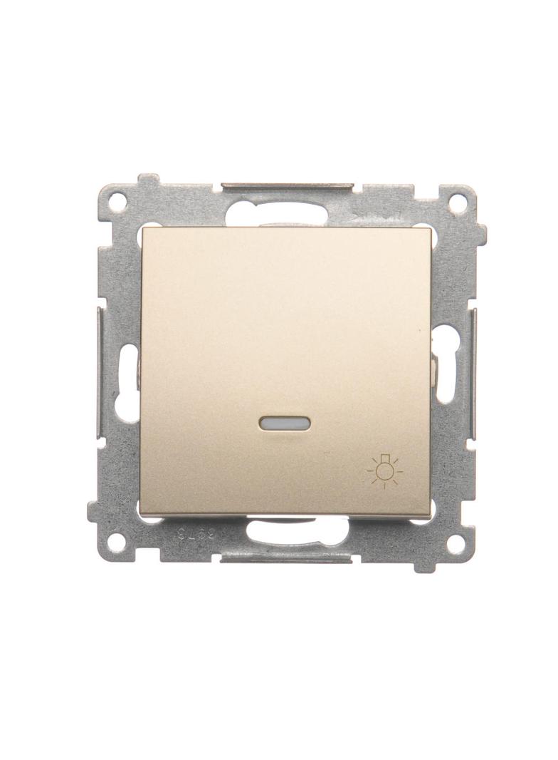 Simon 54 Przycisk „światło” z podświetleniem LED 16A z. śrub. złoty mat