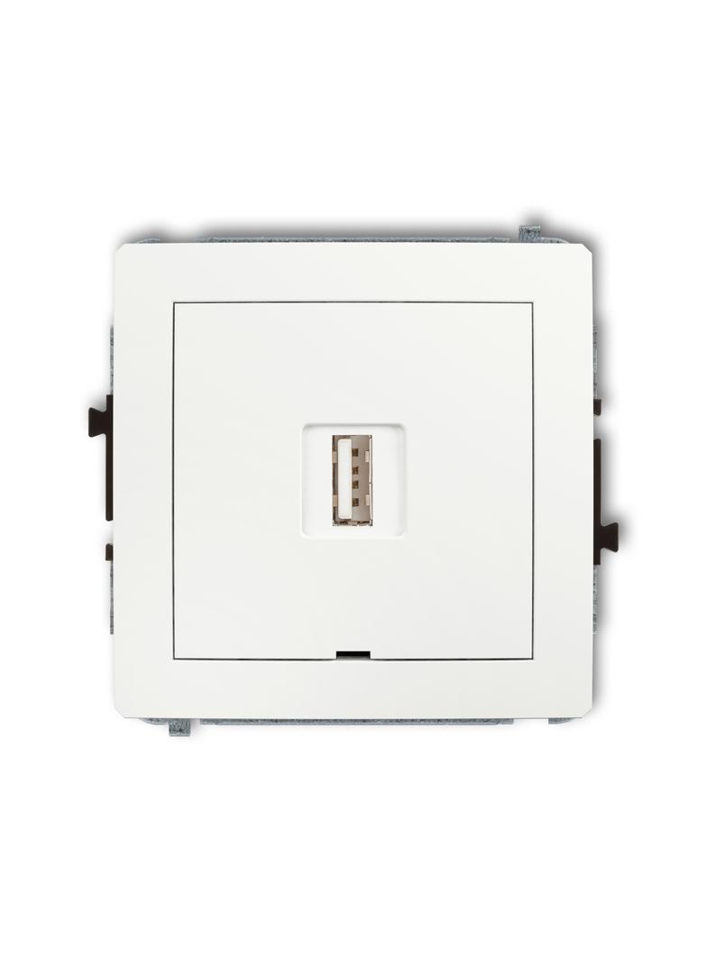 DECO Mechanizm ładowarki USB pojedynczej USB A, 5W max., 5V, 1A, bez pola opisowego biały mat