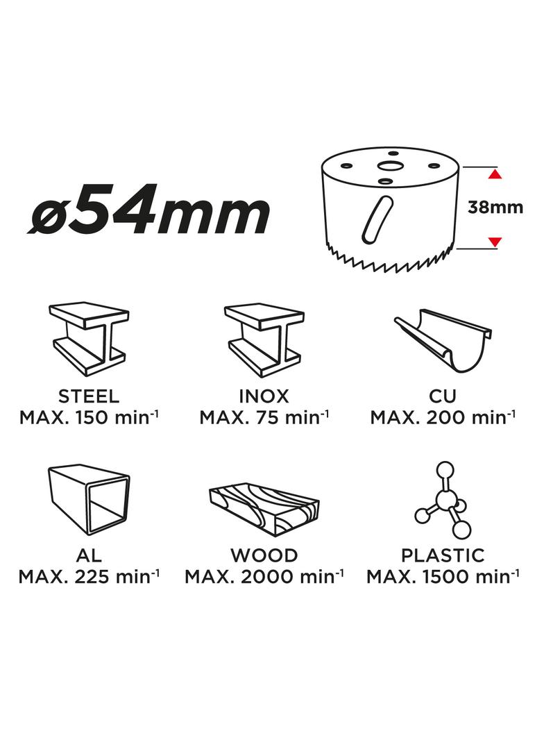 Otwornica bi-metalowa 54 mm