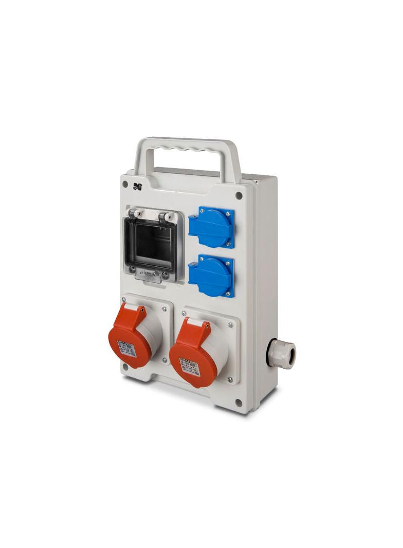 RS 4-mod. 2x2P+Z, 3P+N+Z 16A, 3P+N+Z 32A  IP 44 szara