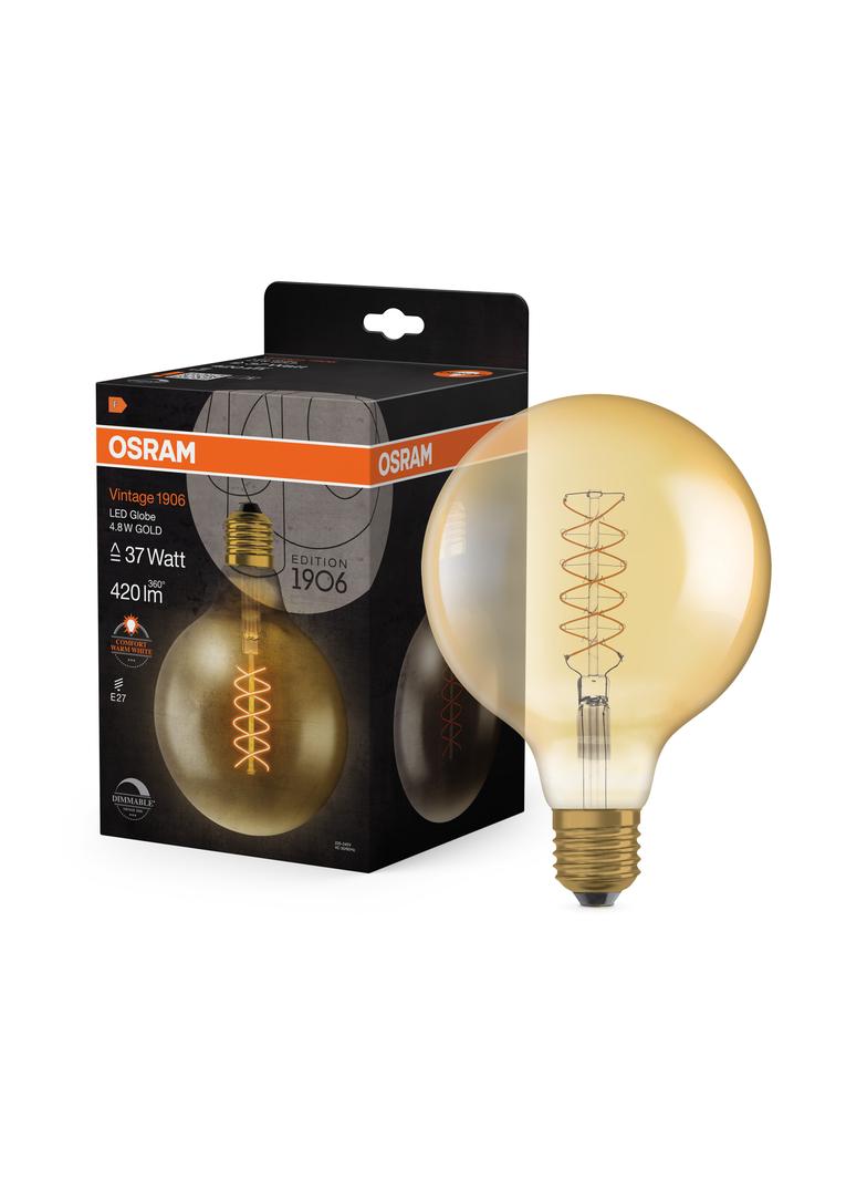 Lampa LED Vintage 1906 GOLD 125 dim 4,8W/822 szkło przezroczyste E27