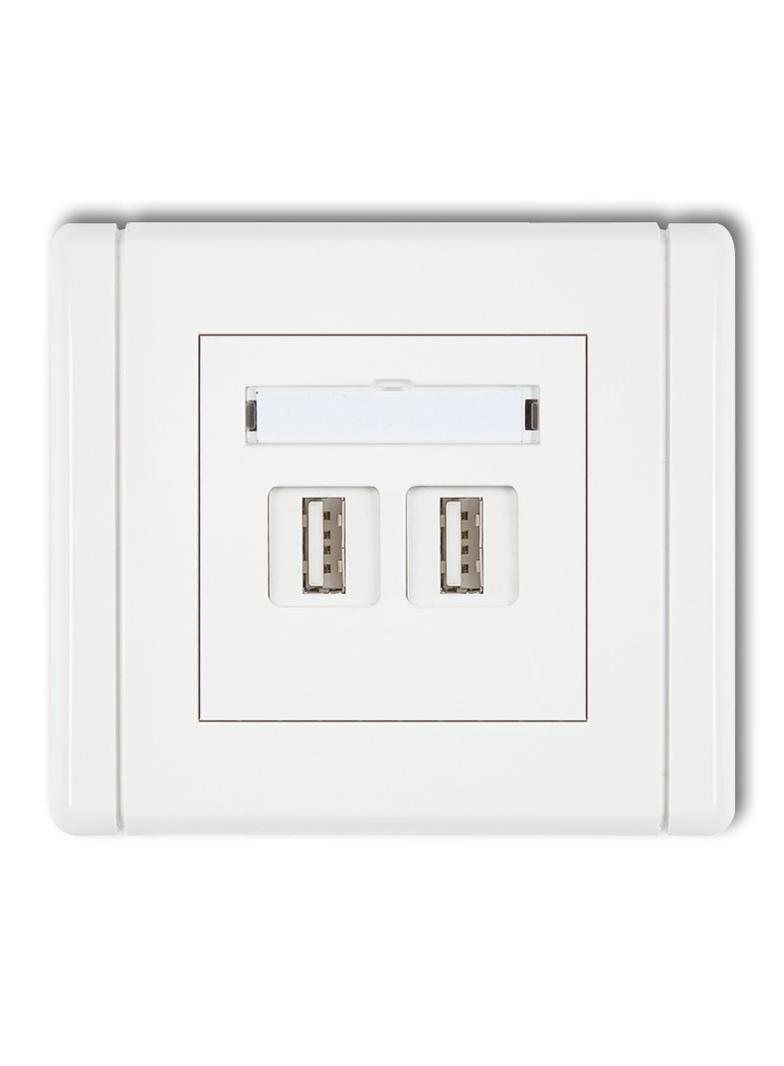 FLEXI Gniazdo podwójne 2xUSB A-A 2.0 biały FGUSB-2 KARLIK