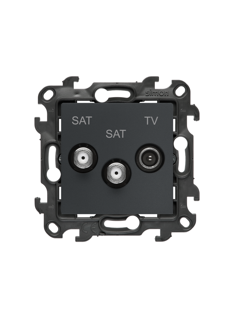 Simon 24 Gniazdo antenowe satelitarne podwójne SAT-SAT-R-TV grafitowy mat NASK2.01/38