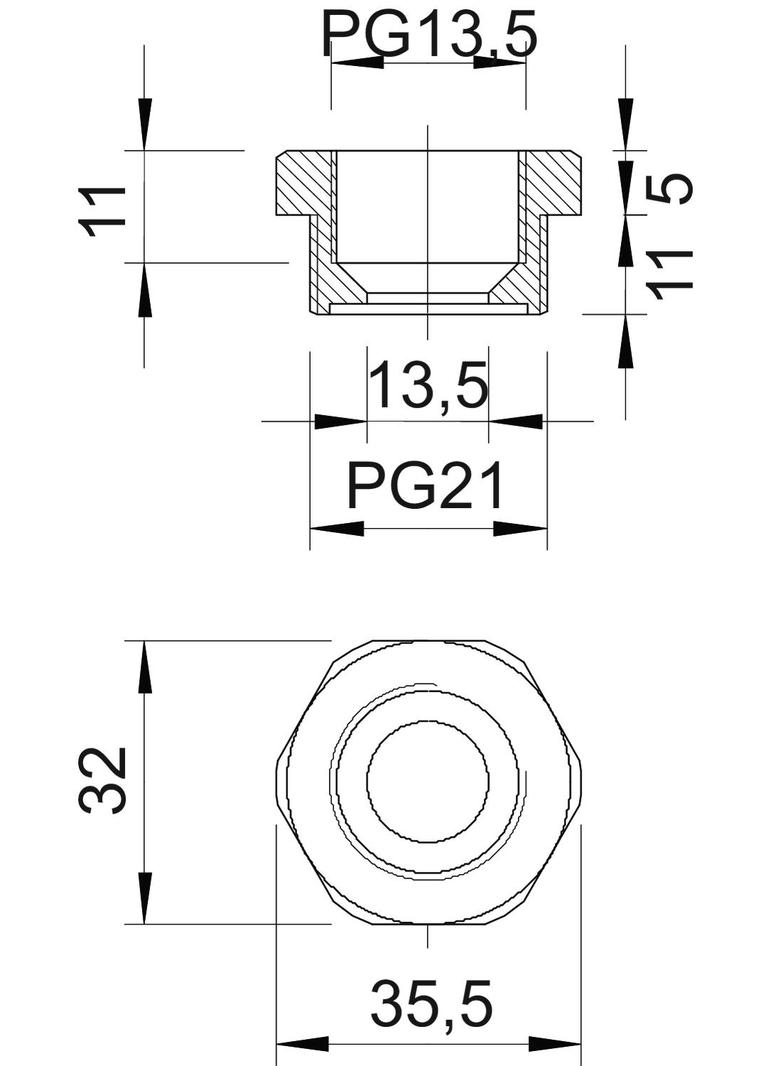 107/R, REDUKCJE PG21-13,5 POLIAMID SZA