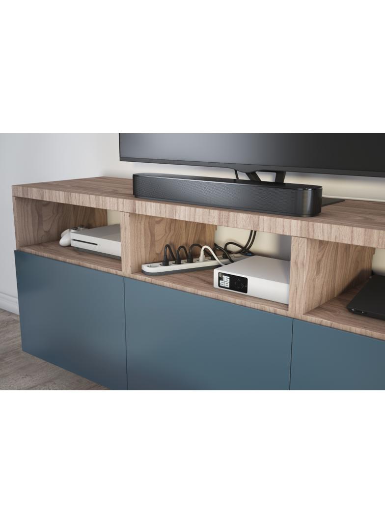 PRZEDŁUŻACZ DO KĄCIKA TV, 4X2P+Z + 4X2P, Z OGRANICZNIKIEM PRZEPIĘĆ, Z PRZEWODEM 2.0 METRA 3X1.5 MM2