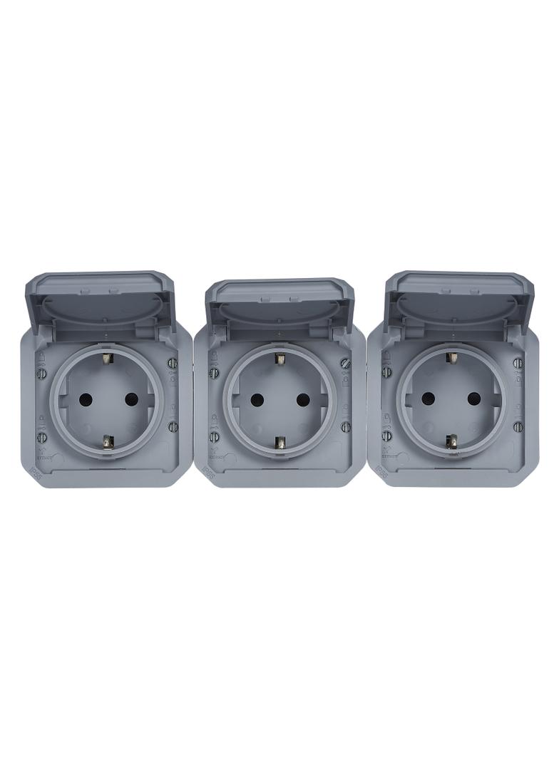 NOWE PLEXO - GNIAZDO SCHUKO 3X2P+Z POZIOME MECHANIZM 16A-250V SZARE 069578L LEGRAND
