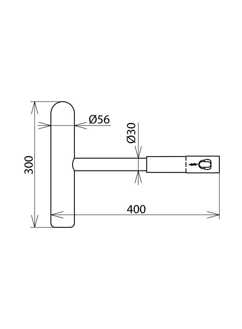 Młot - końcówka robocza do rozbijania lodu, 25 k V 16,7 Hz, fi 56 mm, dł. 400 mm