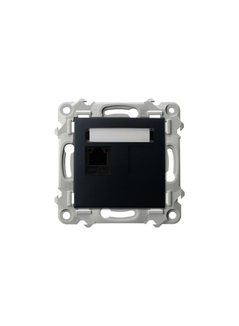 SZAFIR Gniazdo telefoniczne pojedyncze - kolor czarny metalik