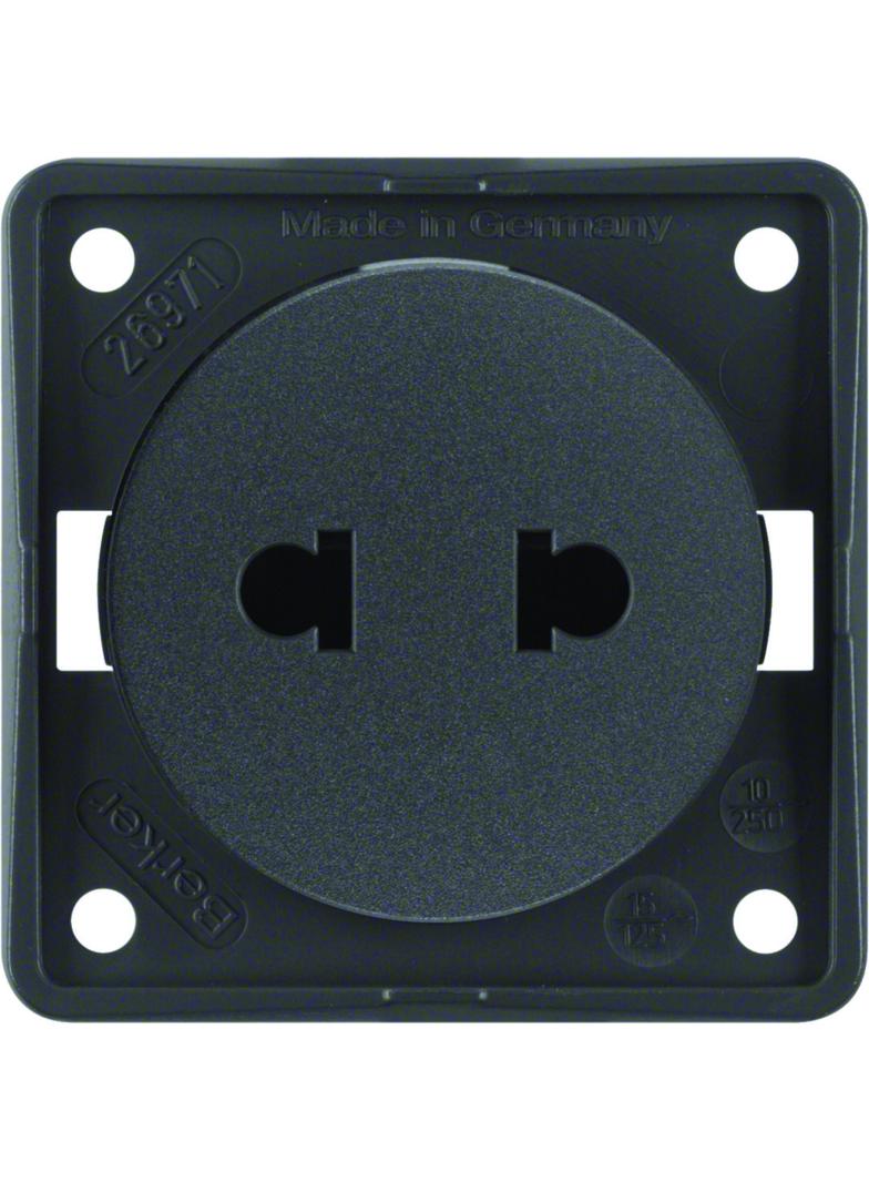 BERKER Integro Flow Gniazdo bez uziemienia Standard Euro-Amerykański antracyt 962572505 HAGER