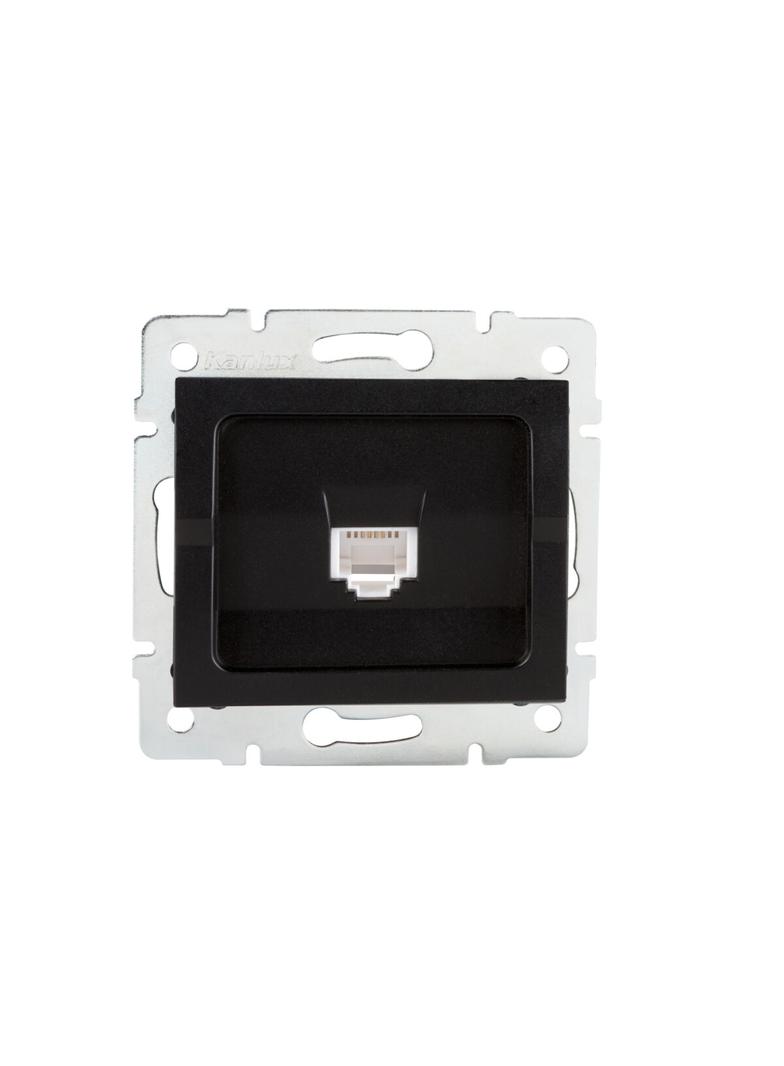 LOGI Gniazdo komputerowe pojedyncze (RJ45Cat 5e Jack) 021390042 czarny mat 33585 KANLUX