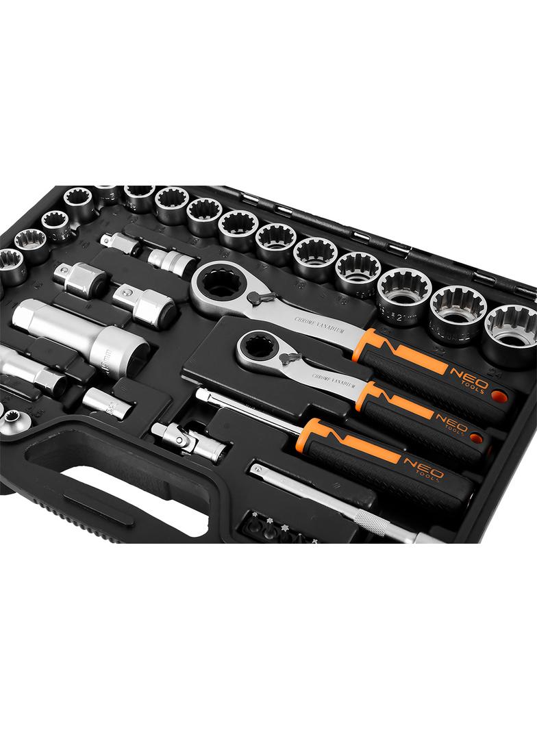 Zestaw nasadek przelotowych 1/4" + 3/8", 46 szt.