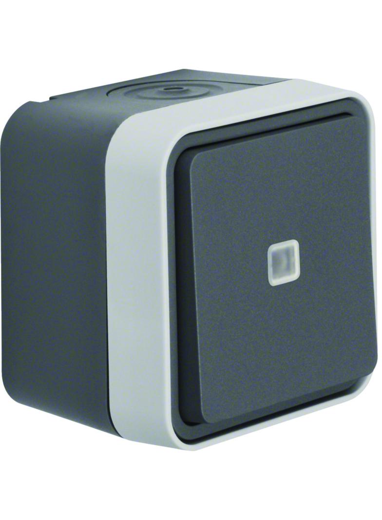 BERKER W.1 Łącznik uniwersalny z podświetleniem kompletny IP55 szary 30763525 HAGER