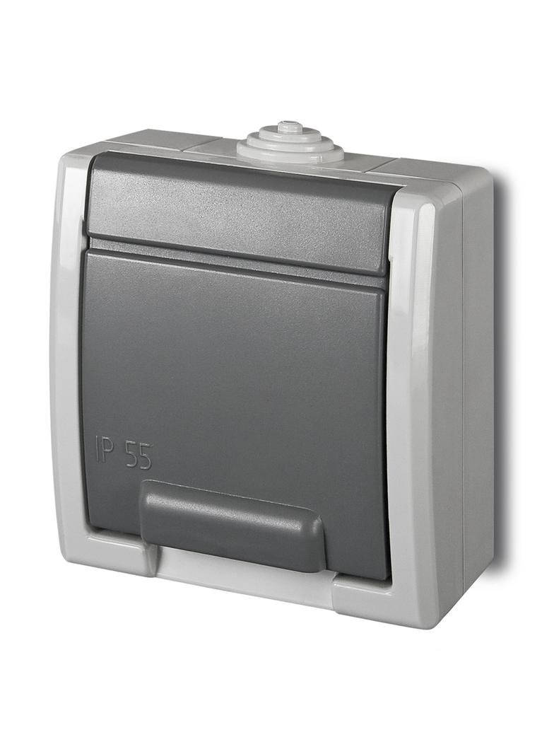 GNT AQUANTgniazdo 2P+Z schuko szare IP55