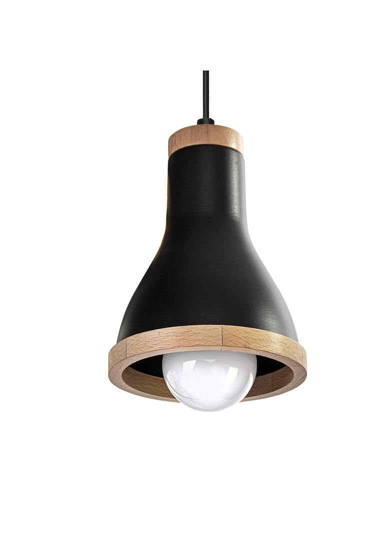 MILAGRO Lampa wisząca HOLLY BLACK / WOOD 3xE27 60W
