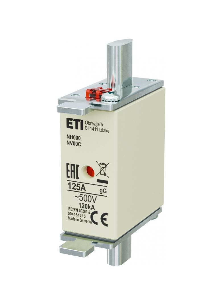 Wkładka topikowa NH zwłoczna KOMBI NH000 WT-00C gG 125A 500V 004181215 ETI
