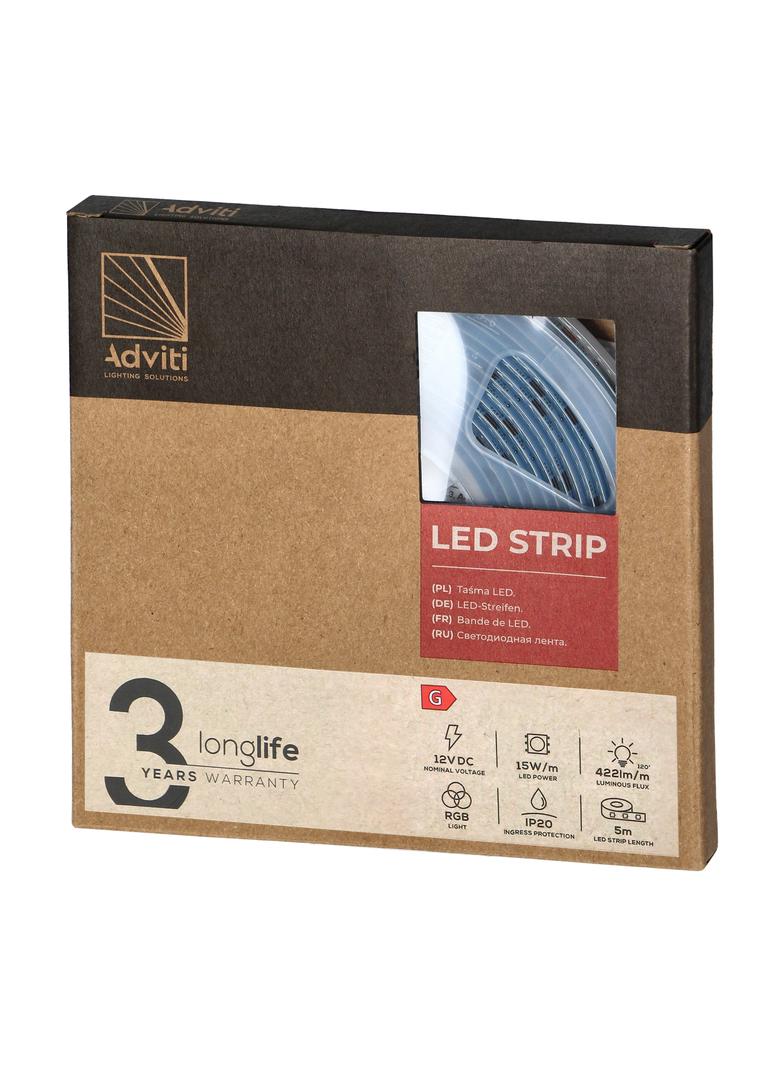 Taśma LED COB 12V 840L/m 15W/m IP20 RGB 5m