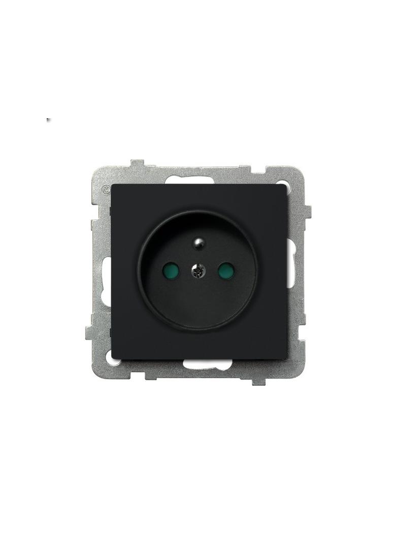 SONATA Gniazdo pojedyncze z uziemieniem z przesłonami torów prądowych - kolor czarny metalik