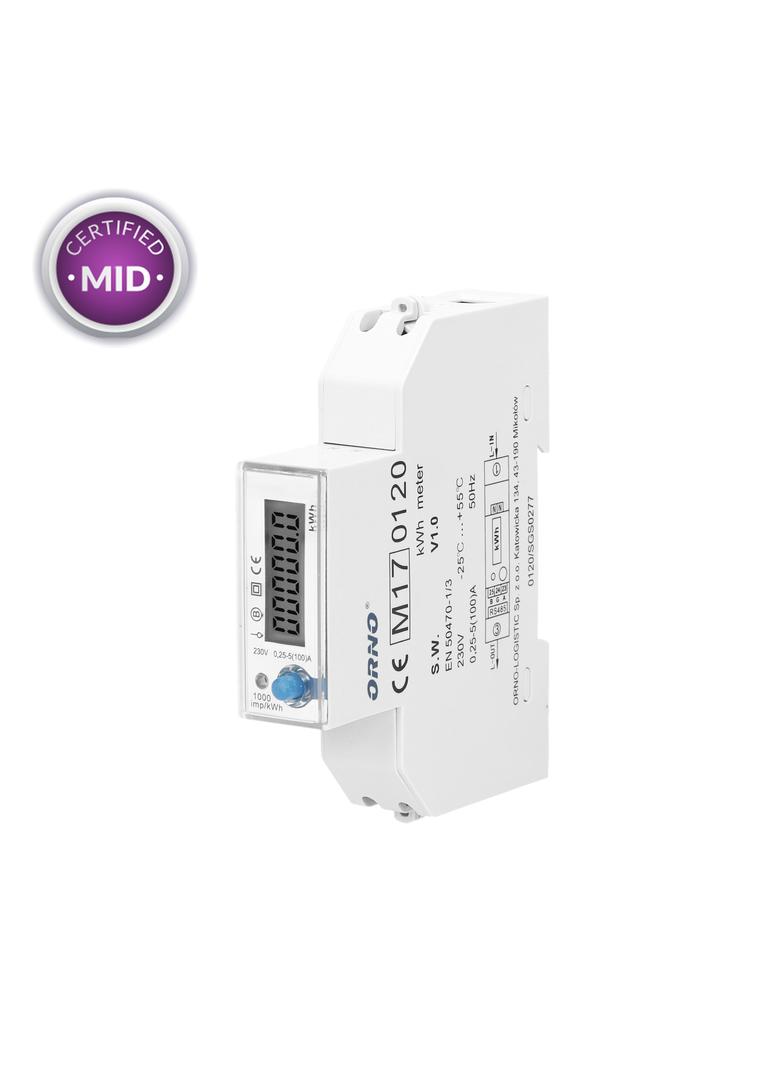 1-fazowy licznik energii elektrycznej dwukierunkowy 100A port RS-485 MID 1 moduł DIN TH-35mm OR-WE-5