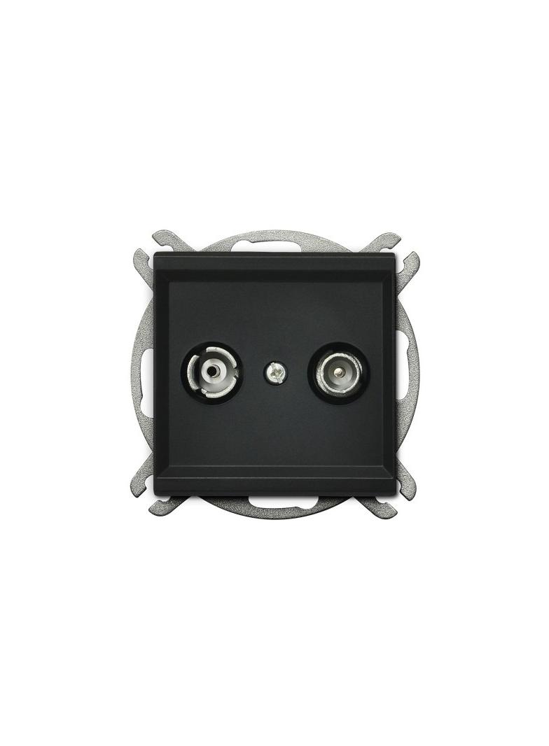 SONATA Gniazdo RTV przelotowe 16-dB - kolor czarny metalik